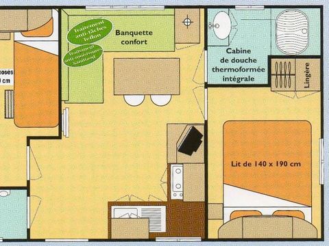 MOBILHOME 4 personnes - 24m2 - lits superposés