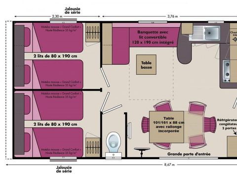 MOBILHOME 6 personnes - Rhododendron 32m² - arrivée samedi,