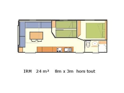 Mobilhome 4 personnes - Iris 24m2 - arrivée mercredi,