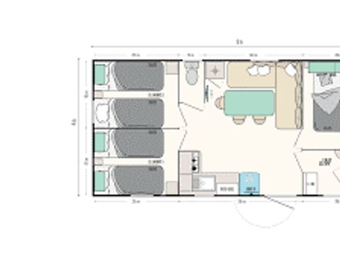 MOBILHOME 6 personnes - TOUT CONFORT - 3 chambres avec climatisation et TV - 30m²