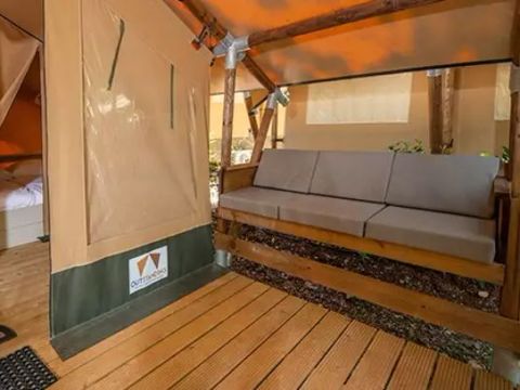 Tente en toile et en bois 5 personnes - Super Lodge | 2 Ch. | 4/5 Pers. | Terrasse simple