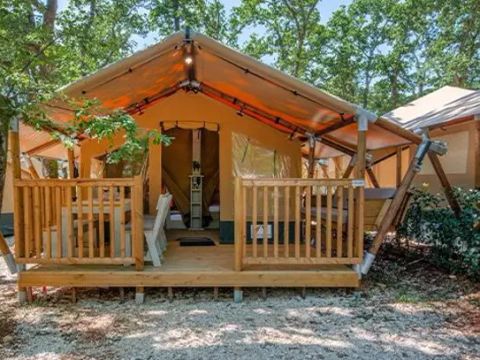 Tente en toile et en bois 5 personnes - Super Lodge | 2 Ch. | 4/5 Pers. | Terrasse simple