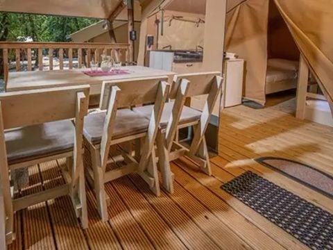 Tente en toile et en bois 5 personnes - Super Lodge | 2 Ch. | 4/5 Pers. | Terrasse simple