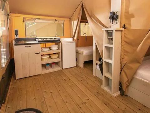 Tente en toile et en bois 5 personnes - Super Lodge | 2 Ch. | 4/5 Pers. | Terrasse simple