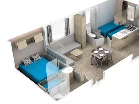 Mobilhome 4 personnes - Premium | 2 Ch. | 4 Pers. | Terrasse surélevée | Clim.