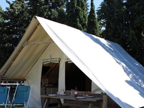 Tente en toile et en bois 5 personnes - ECOLODGE - STANDARD - Sans sanitaires 20 m²
