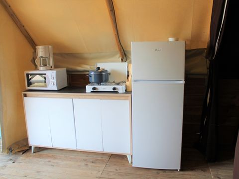 Tente en toile et en bois 5 personnes - ECOLODGE - STANDARD - Sans sanitaires 20 m²