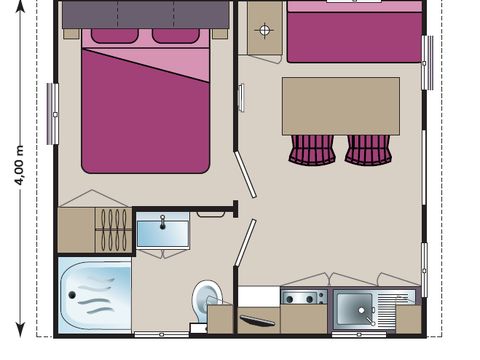 Chalet 3 personnes - Duo Confort - 18 m² - TV - Clim