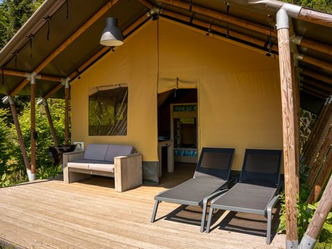 TENTE TOILE ET BOIS 5 personnes - Tente safari 37m²