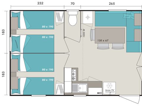 MOBILHOME 8 personnes - Cottage 6/8 personnes - 3 Chambres (CLIM  TV)