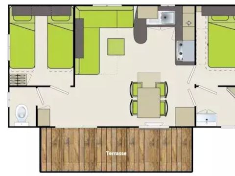 MOBILHOME 6 personnes - Mobil-Home Caraïbes 3 Pièces 4/6 Personnes + TV