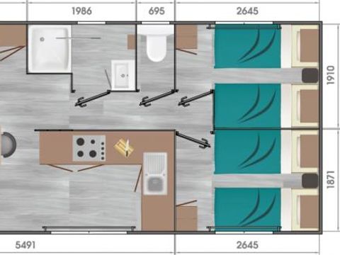 MOBILHOME 6 personnes - C- Mobil-home Baltique 2 Sdb - 3 CH
