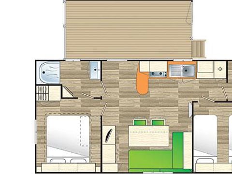 Mobilhome 4 personnes - Cottage des Pins - 2 chambres - 28 m² - TV
