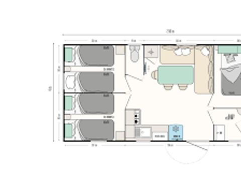 Mobilhome 6 personnes - Cottage des Pins - 3 chambres - 29 m² - TV
