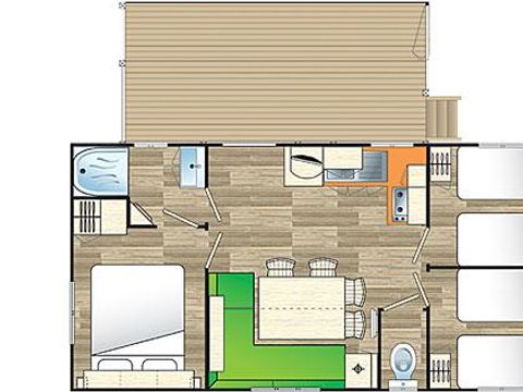 MOBILHOME 6 personnes - Cottage des Pins 3 CH - 6 PERS 29 m² - TV 