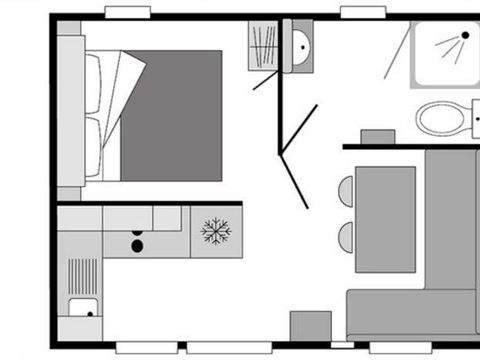 MOBILHOME 2 personnes - Mobil-home | Premium | 1 Ch. | 2 Pers. | Terrasse surélevée | Clim. | TV