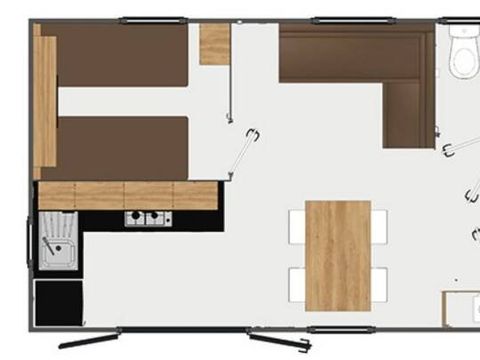 MOBILHOME 4 personnes - Premium | 2 Ch. | 4 Pers. | Terrasse surélevée | Clim. | TV