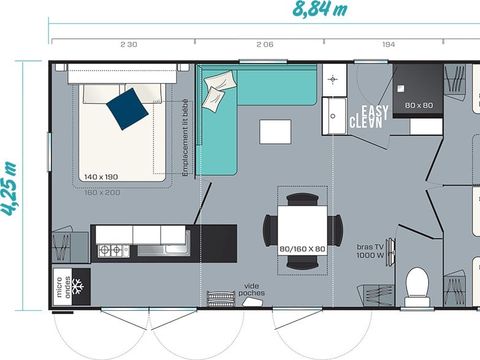 Mobilhome 6 personnes - Comfort XL | 3 Ch. | 6 Pers. | Terrasse surélevée | Clim.