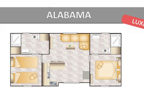 MOBILHOME 6 personnes - ALABAMA CONFORT - 2 chambres - 2 SDB - TV - CLIM - LV - LL