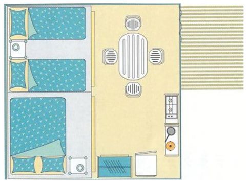 BUNGALOW TOILÉ 4 personnes - MEUBLÉ sur terrasse sans sanitaires 16 m²