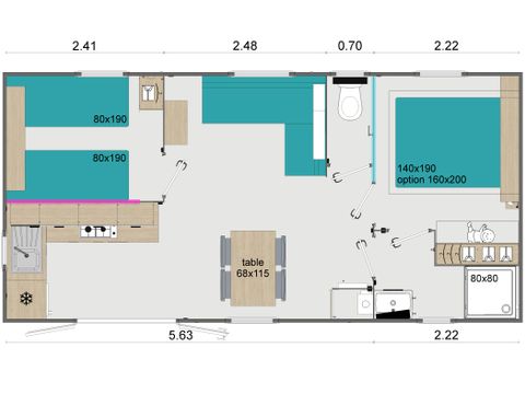 MOBILHOME 6 personnes - Mobil-home Luxe Lo77 30m² 2 chambres 1 Salle de bain