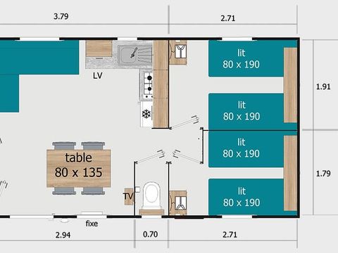 Mobilhome 8 personnes - 6/8 pers. nuitée - Terrasse couverte