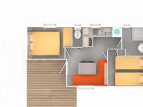 MOBILHOME 4 personnes - Standard 25m² (2 chambres) terrasse couverte + TV