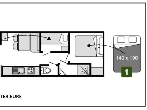 Tiny house 4 personnes - Roulotte - ESSENTIEL - 3 Pièces - TV