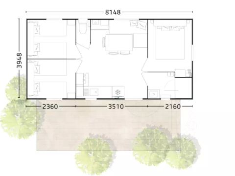 MOBILHOME 6 personnes - VENEZIA CONFORT 4 Pièces 6 Personnes + TV
