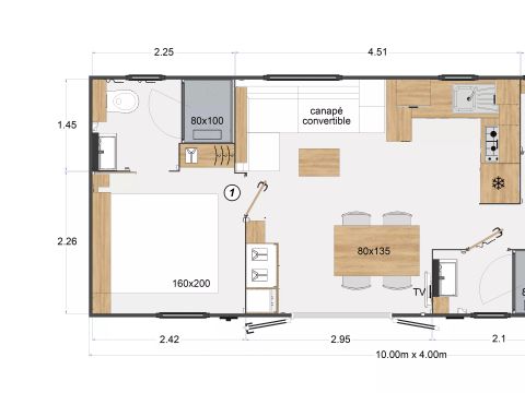 MOBILHOME 8 personnes - Cottage Premium Dune 4 Pièces 6/8 Personnes + TV