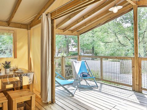 Tente en toile et en bois 4 personnes - Ecolodge Sahari XL 3 Pièces 4 Personnes