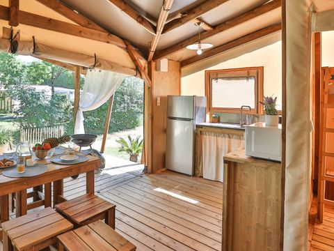 Tente en toile et en bois 5 personnes - Ecolodge Cotton 3 Pièces 5 Personnes