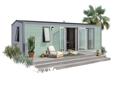 MOBILHOME 6 personnes - Premium 32m² 3 chambres + Terrasse + TV + lave vaisselle