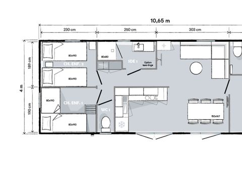 Mobilhome 6 personnes - PRESTIGE - 40m² 6/8 personnes - CLIM