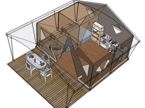 BUNGALOW TOILÉ 5 personnes - Bungalow toilé Canada 2 chambres- sans sanitaire 