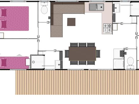 MOBILHOME 8 personnes - Univers Family Plus 40 m² + 4 chambres + terrasse couverte 18 m²
