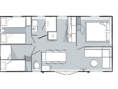 MOBILHOME 6 personnes - Mahana 6 personnes 3 chambres 32m²