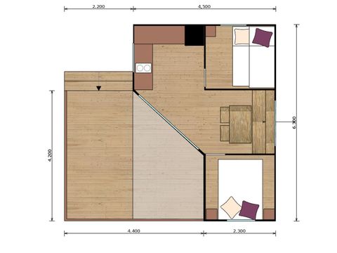TENTE TOILE ET BOIS 4 personnes - C- Tente Lodge Mana 2 chambres 22m²
