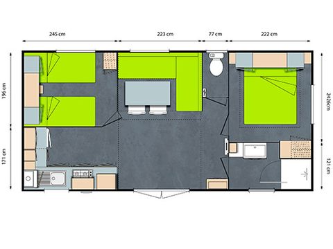MOBILHOME 4 personnes - Grand Confort - 2 chambres - TV