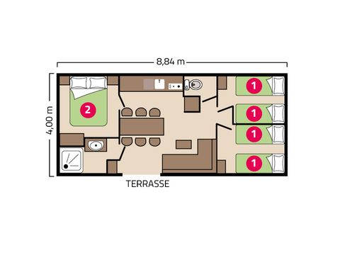 MOBILHOME 6 personnes - MH Famille Eco Clim 6 pers