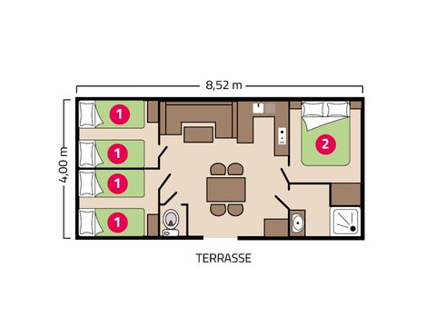 MOBILHOME 6 personnes - Famille Éco 6 personnes