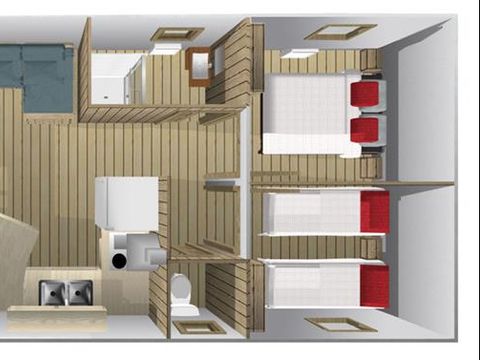 CHALET 5 personnes - Sweetflower Confort 43m² - 2 chambres - TV + draps + serviettes + terrasse semi-couverte de 11m² 4/5 pers