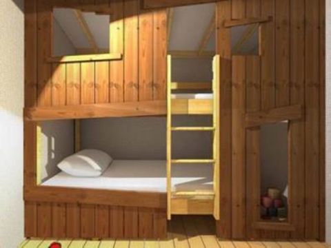 TENTE TOILE ET BOIS 6 personnes - Ecolodge Cotton Confort 35m² - 3 chambres - terrasse couverte de 11m² + TV 6 pers