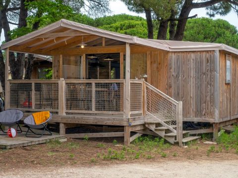 TENTE TOILE ET BOIS 4 personnes - Cosyflower Premium 38m² - 2 chambres + TV + draps + serviettes + terrasse semi-couverte 11m² 4/5 pers