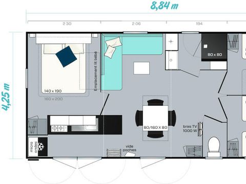 Mobilhome 6 personnes - 4 Pièces 6 Personnes + TV