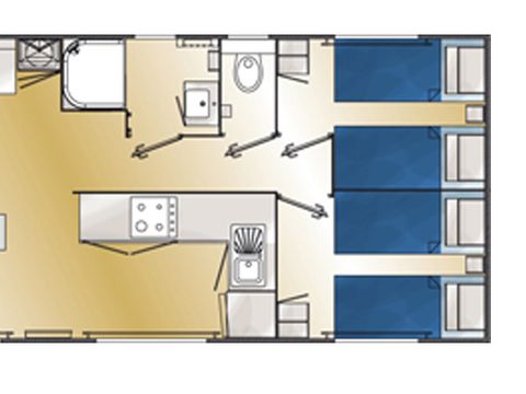 MOBILHOME 6 personnes - CARAIBES 3 chambres 2 sdb