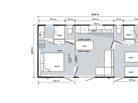 Mobilhome 4 personnes - Gabare Premium 37m² - 2 chambres - 4/6 pers