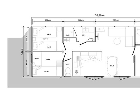 MOBILHOME 6 personnes - Mobil-home Premium Evasion 45m² (3 chambres) + 2 salles de bain + LV + Terrasse 15.5m² 6 pers