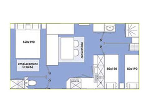 Mobilhome 4/6 personnes - STANDARD - 2 chambres - 28m² Terrasse Couverte