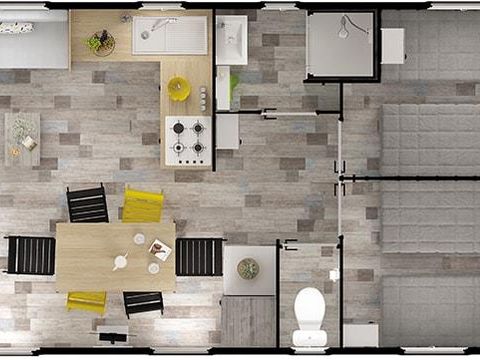 MOBILHOME 8 personnes - Mobil-home GRAND CONFORT 3 chambres 2 salles de bain 36 m² Terrasse Couverte 6/8 pers